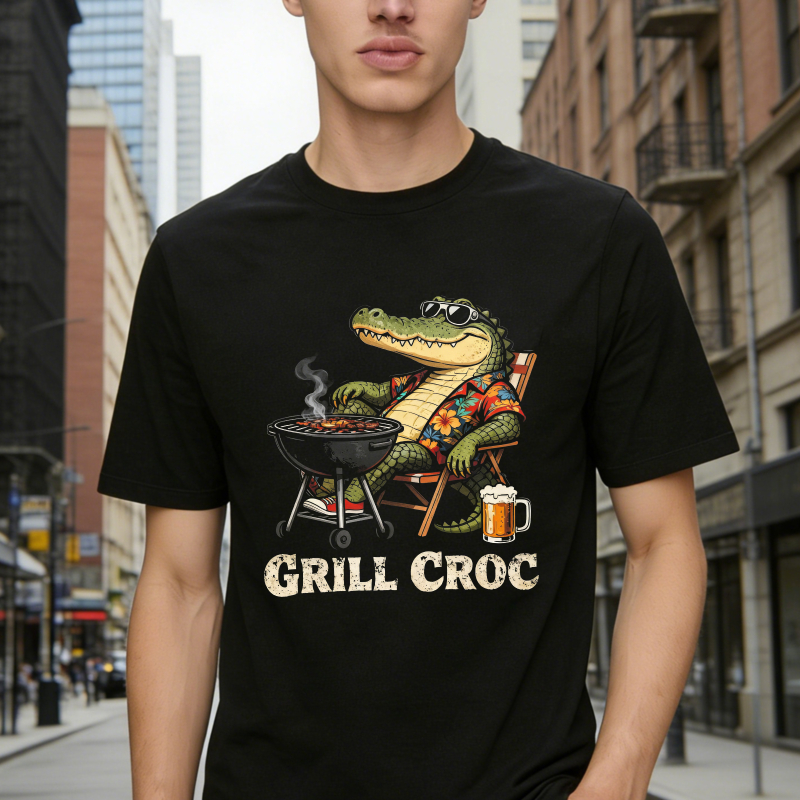Grill Croc Funny Alligator Barbecue Beer Graphic Unisex Classic T-shirt