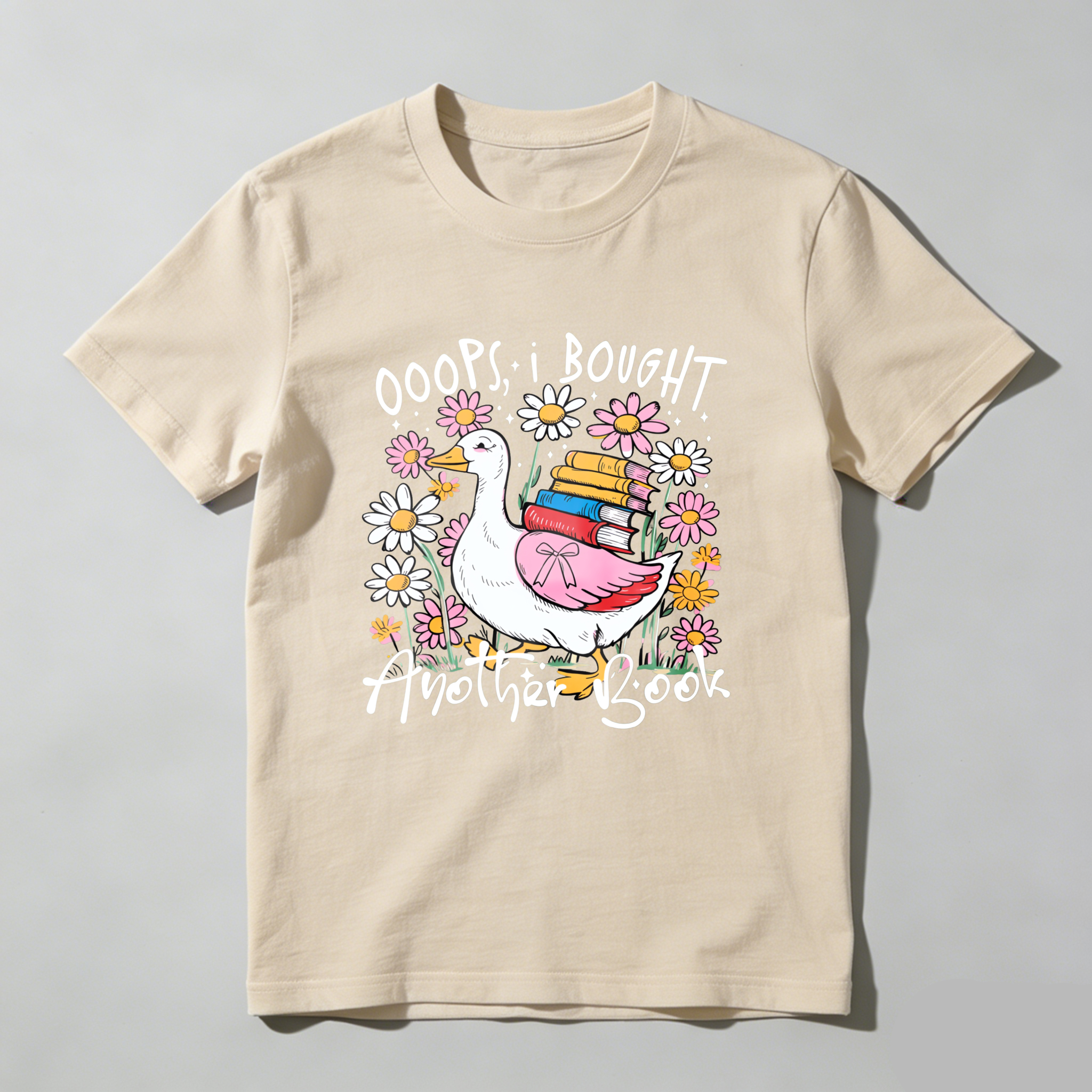 Wardrobecart Duck Carrying Books Among Flowers Tshirt
