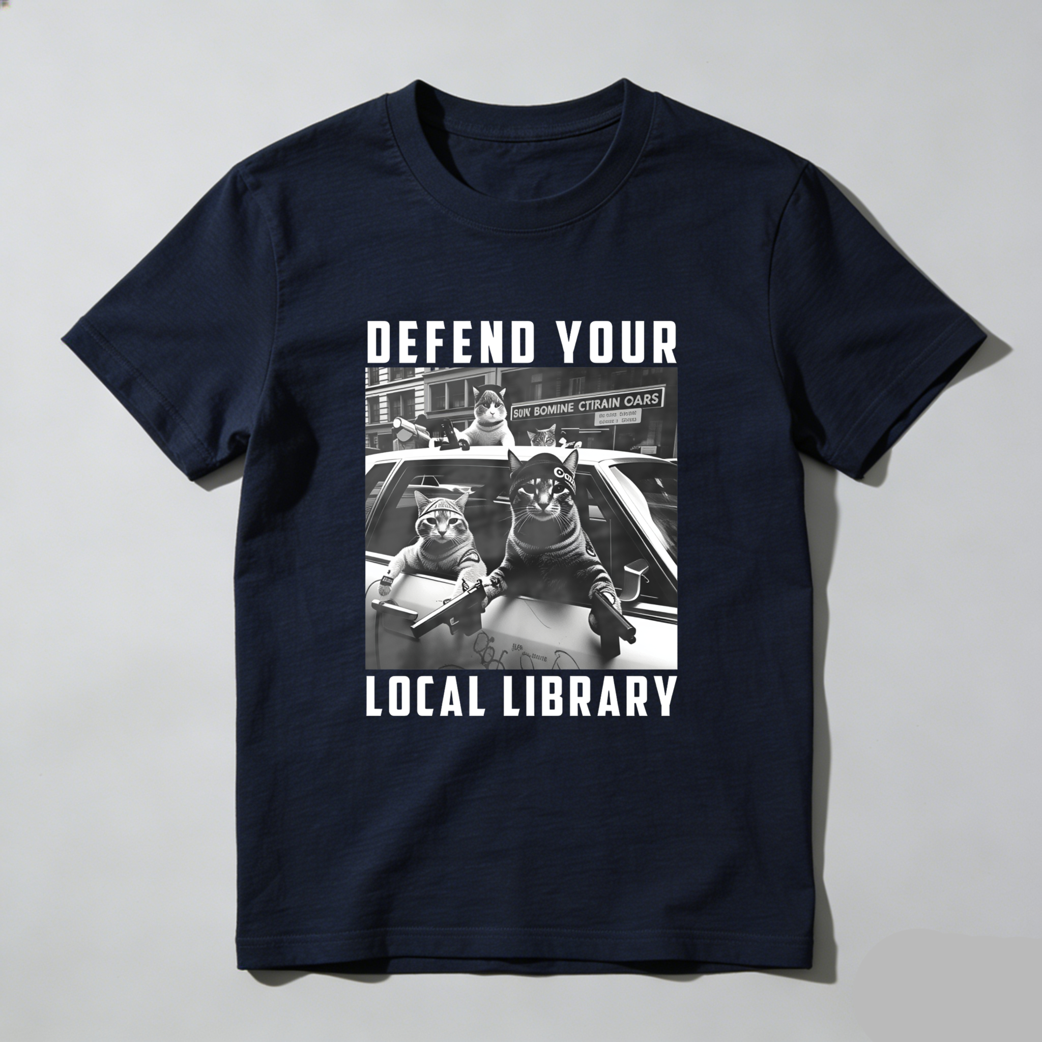 Wardrobecart Defend Your Local Library Cats With Guns Tshirt