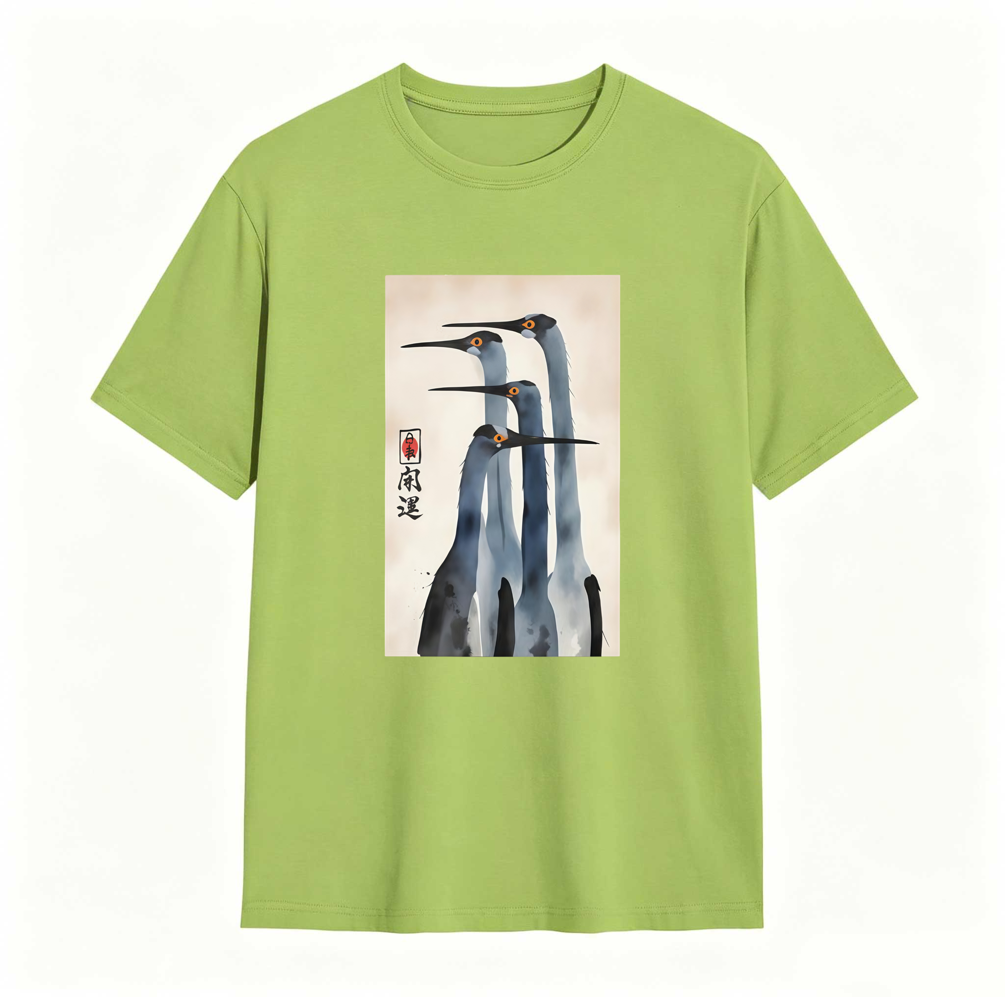 Three Cranes Standing Together In Harmony tshirt 100% cotton