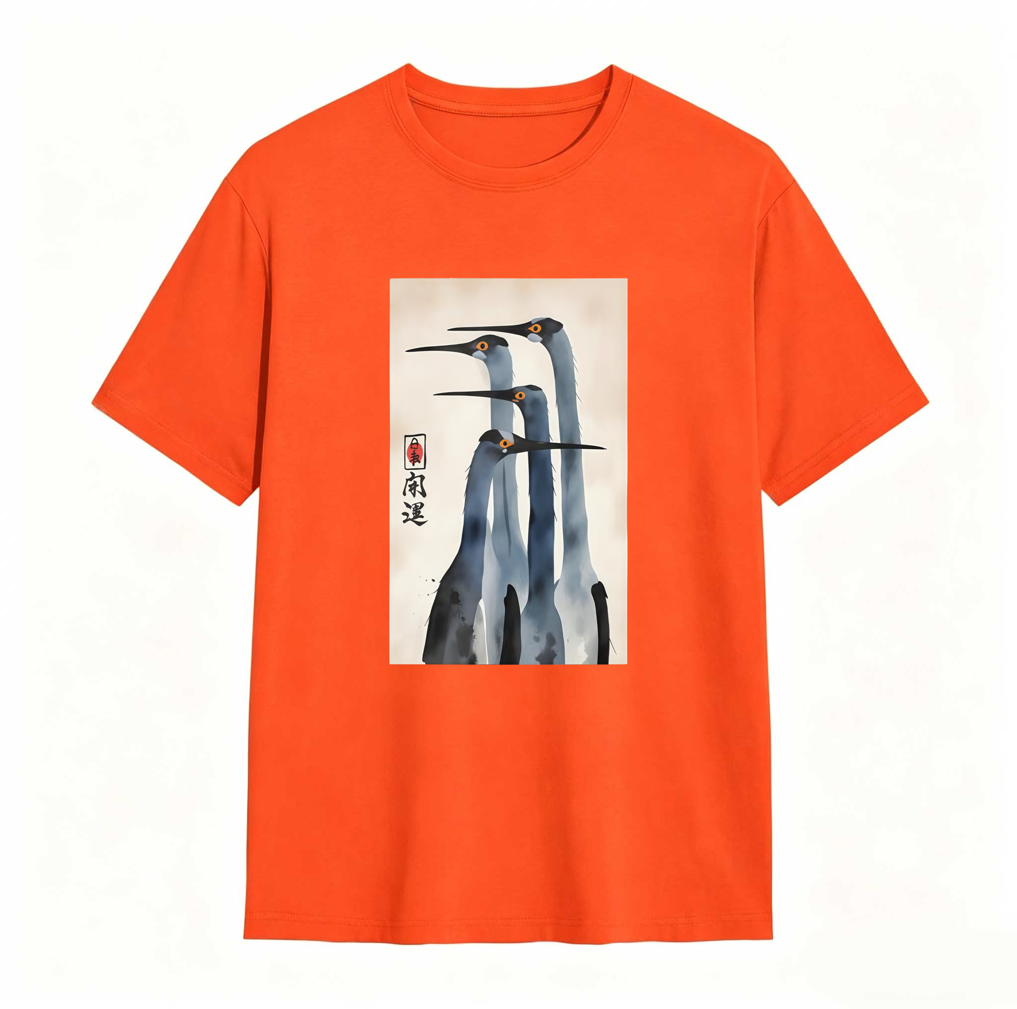 Three Cranes Standing Together In Harmony tshirt 100% cotton