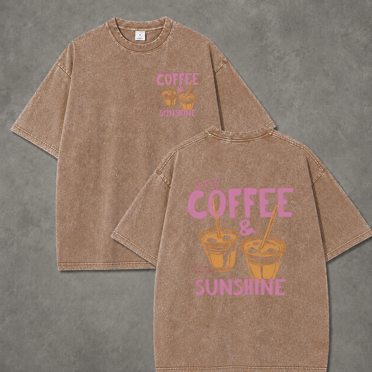 Retro Acid Wash Iced Coffee & Sunshine Art Print T-Shirt