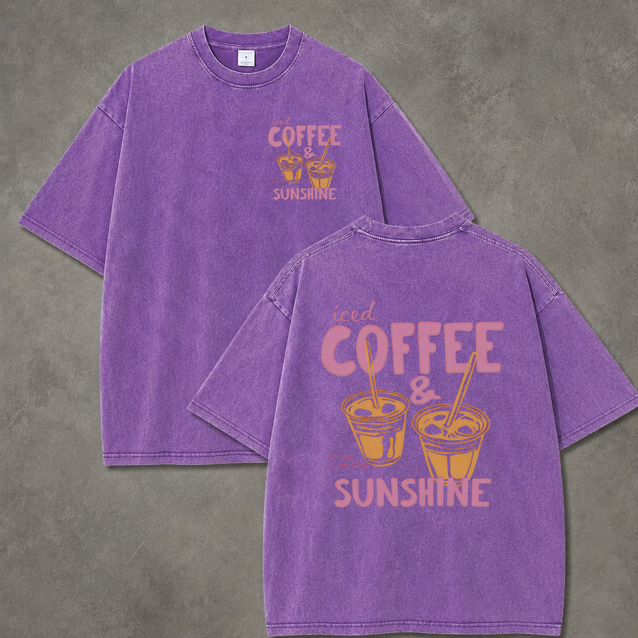 Retro Acid Wash Iced Coffee & Sunshine Art Print T-Shirt