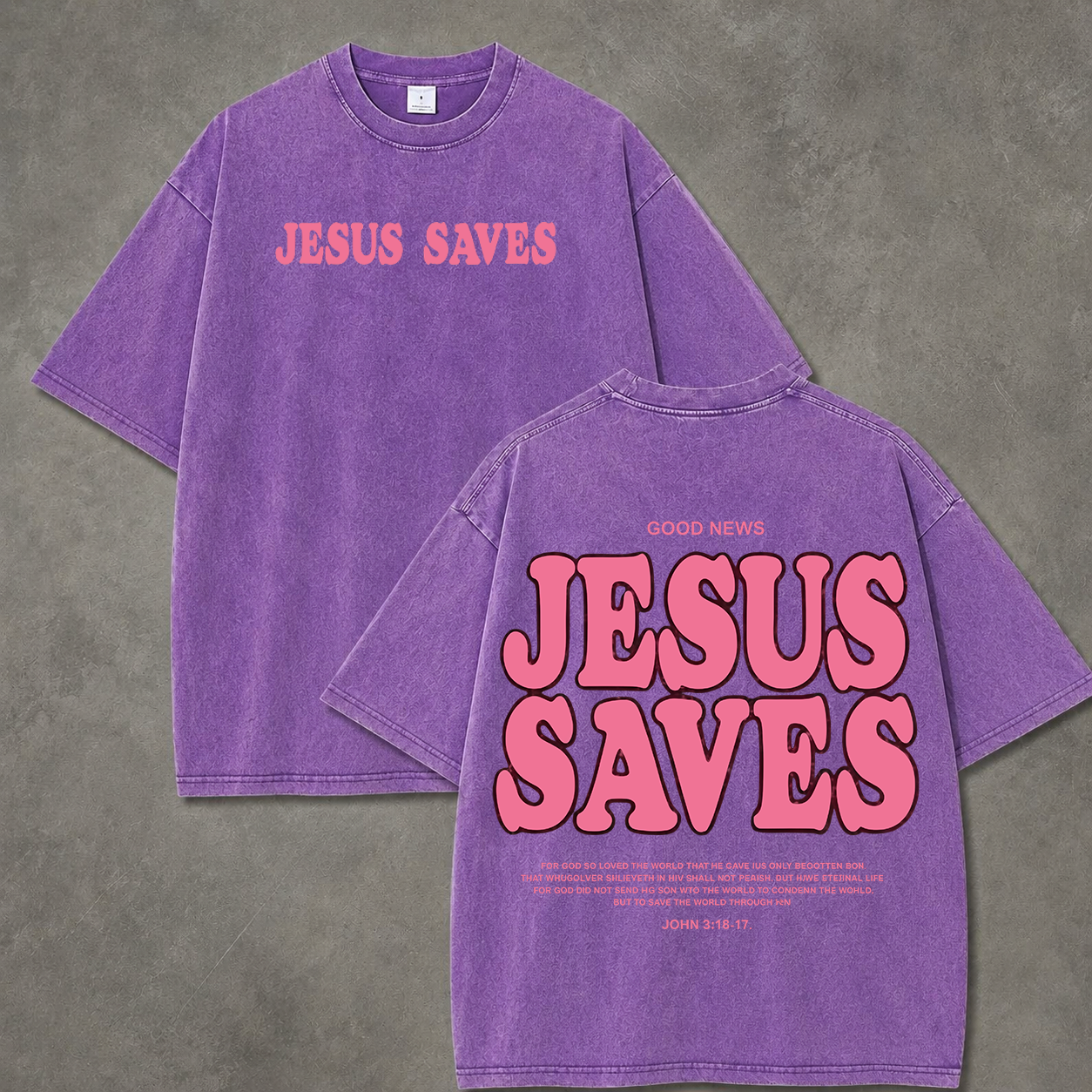 Retro Acid Wash "Jesus Saves" Christian Art Print T-Shirt