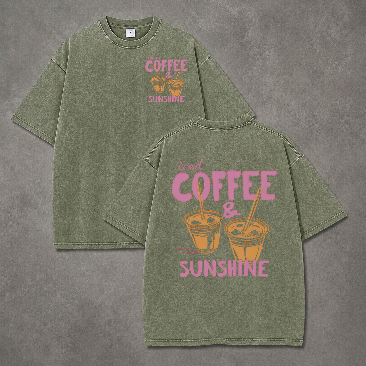 Retro Acid Wash Iced Coffee & Sunshine Art Print T-Shirt