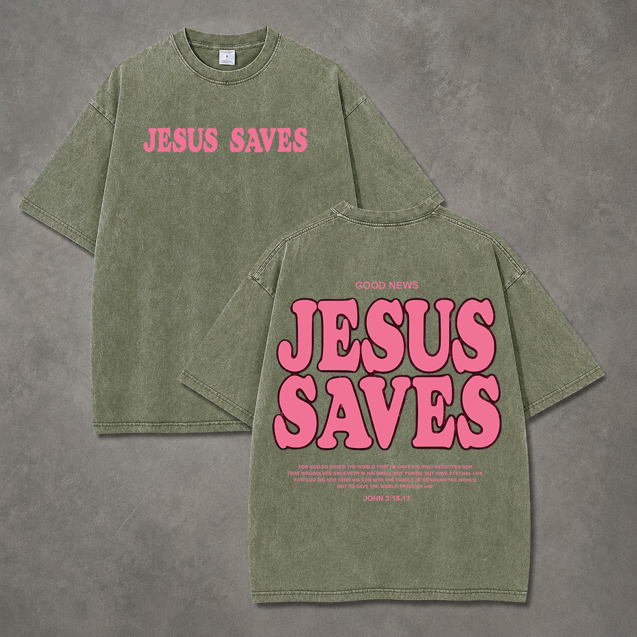Retro Acid Wash "Jesus Saves" Christian Art Print T-Shirt