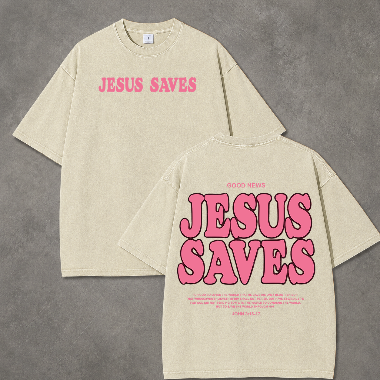 Retro Acid Wash "Jesus Saves" Christian Art Print T-Shirt