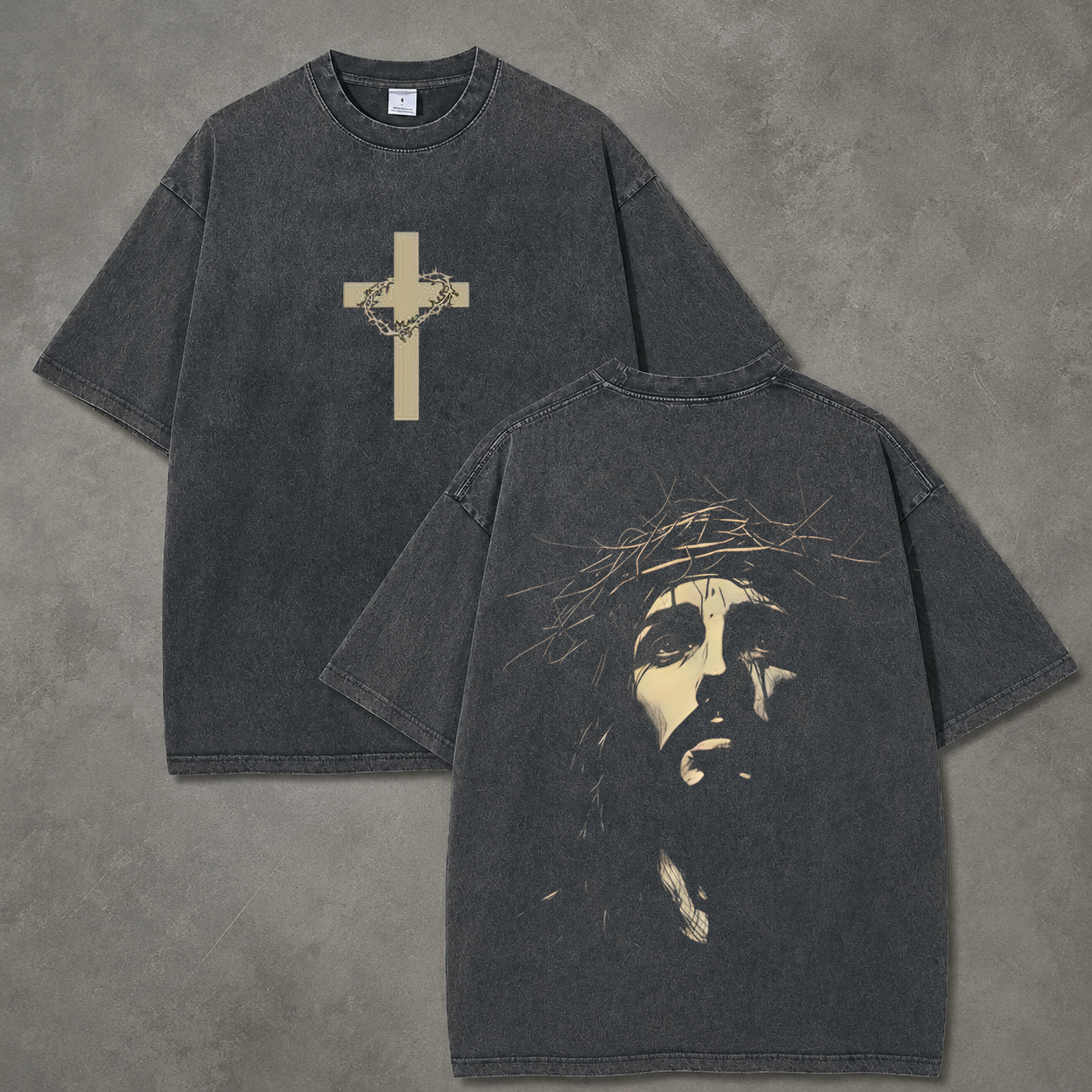 Retro Acid Wash Jesus Christ Art Print T-Shirt