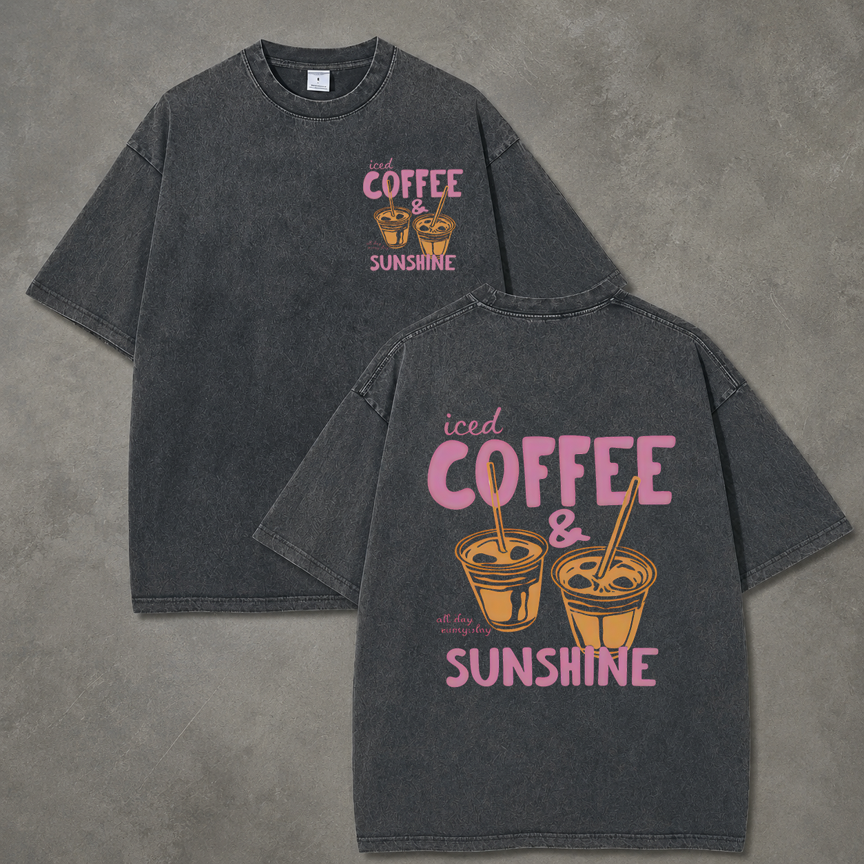 Retro Acid Wash Iced Coffee & Sunshine Art Print T-Shirt