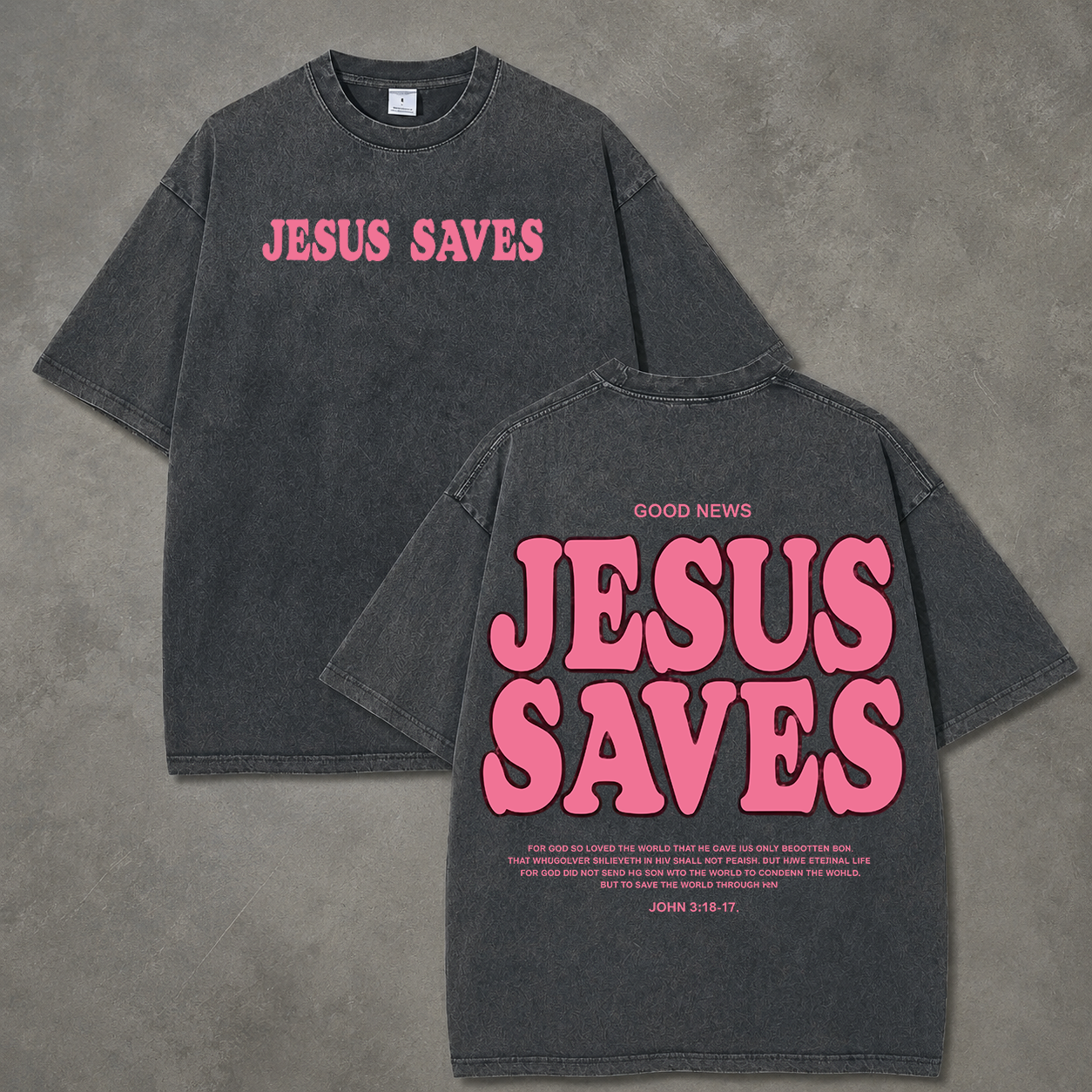 Retro Acid Wash "Jesus Saves" Christian Art Print T-Shirt