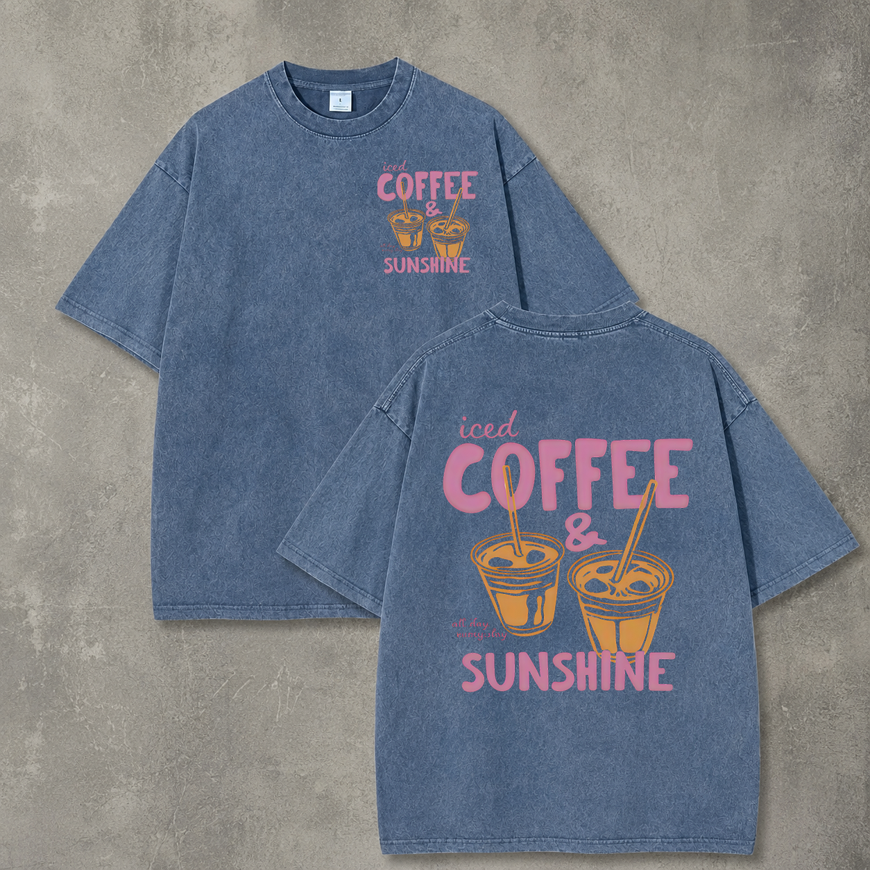 Retro Acid Wash Iced Coffee & Sunshine Art Print T-Shirt