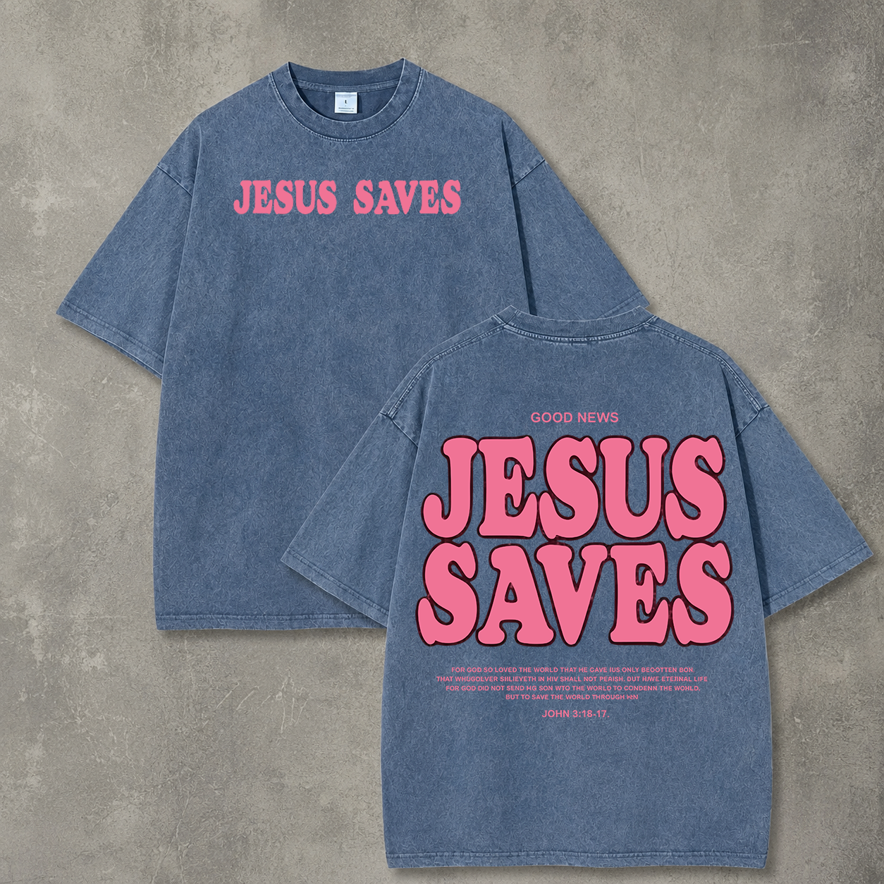 Retro Acid Wash "Jesus Saves" Christian Art Print T-Shirt
