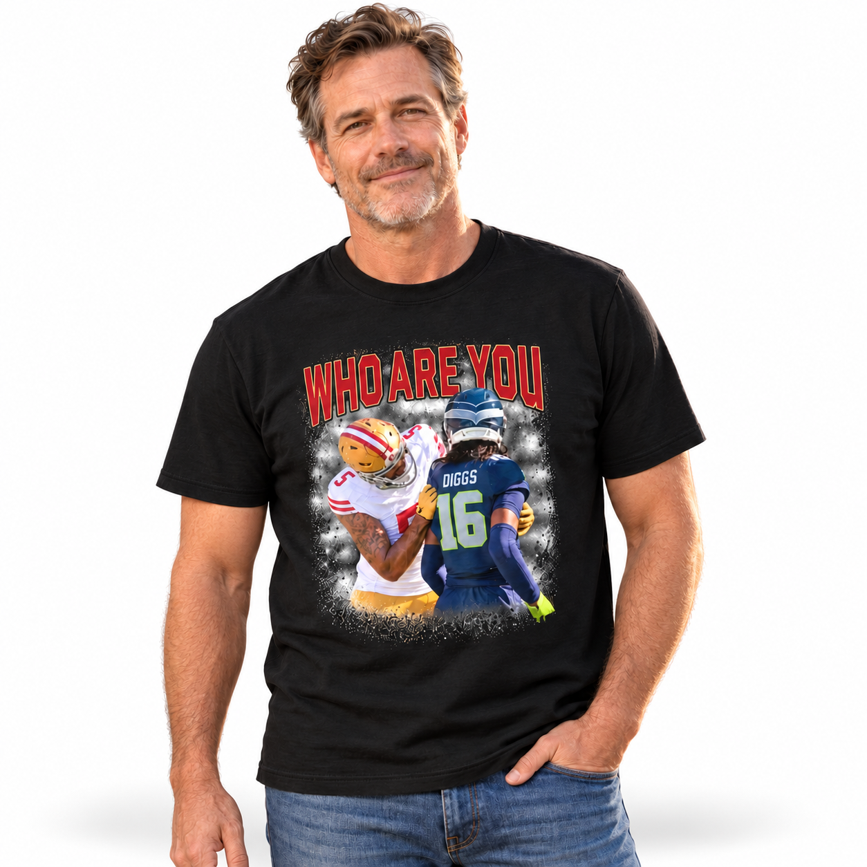 Who Are You Number 16 Football Player Graphic T-shirt