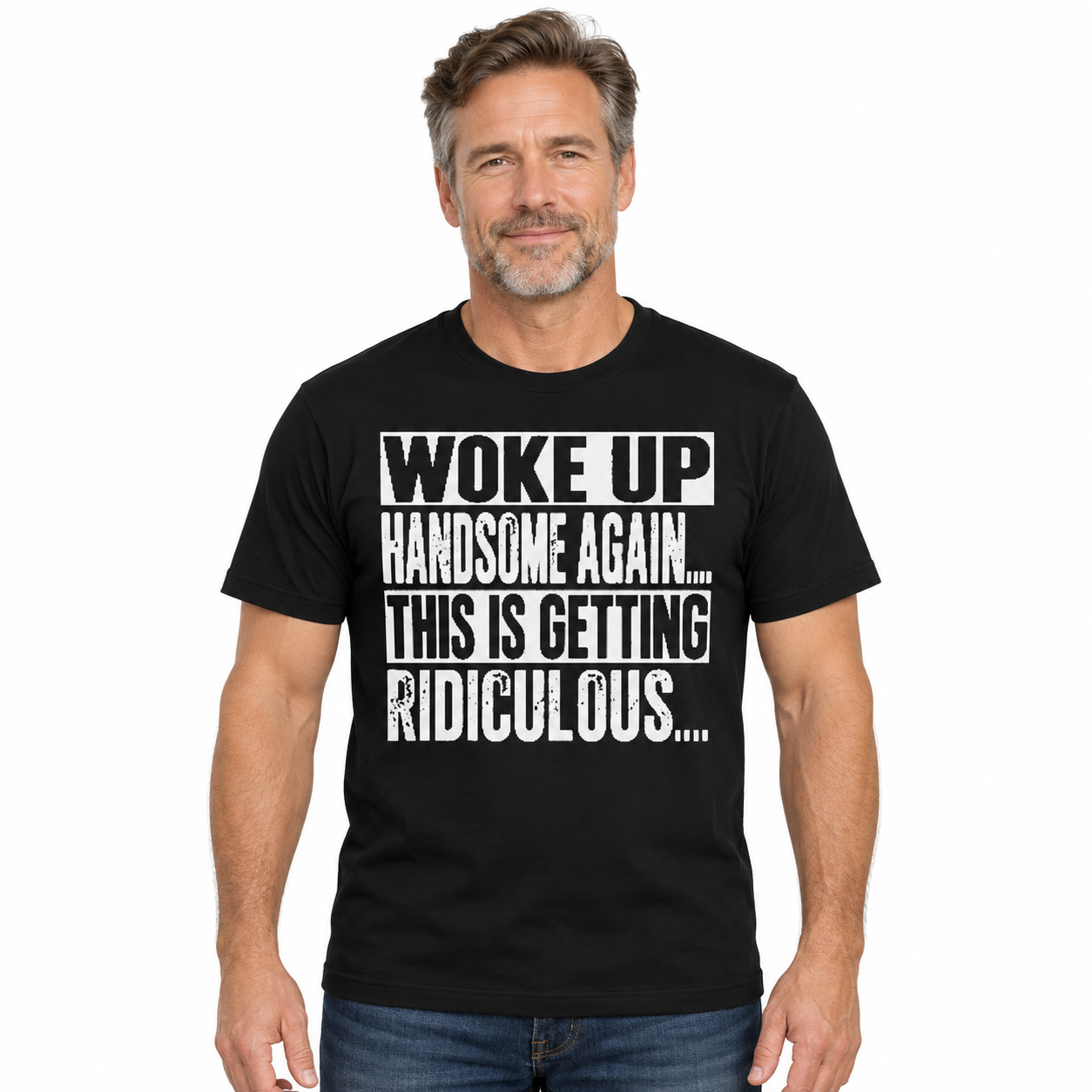 Funny Woke Up Handsome Again Quote Box Frame Vintage Graphic T-Shirt