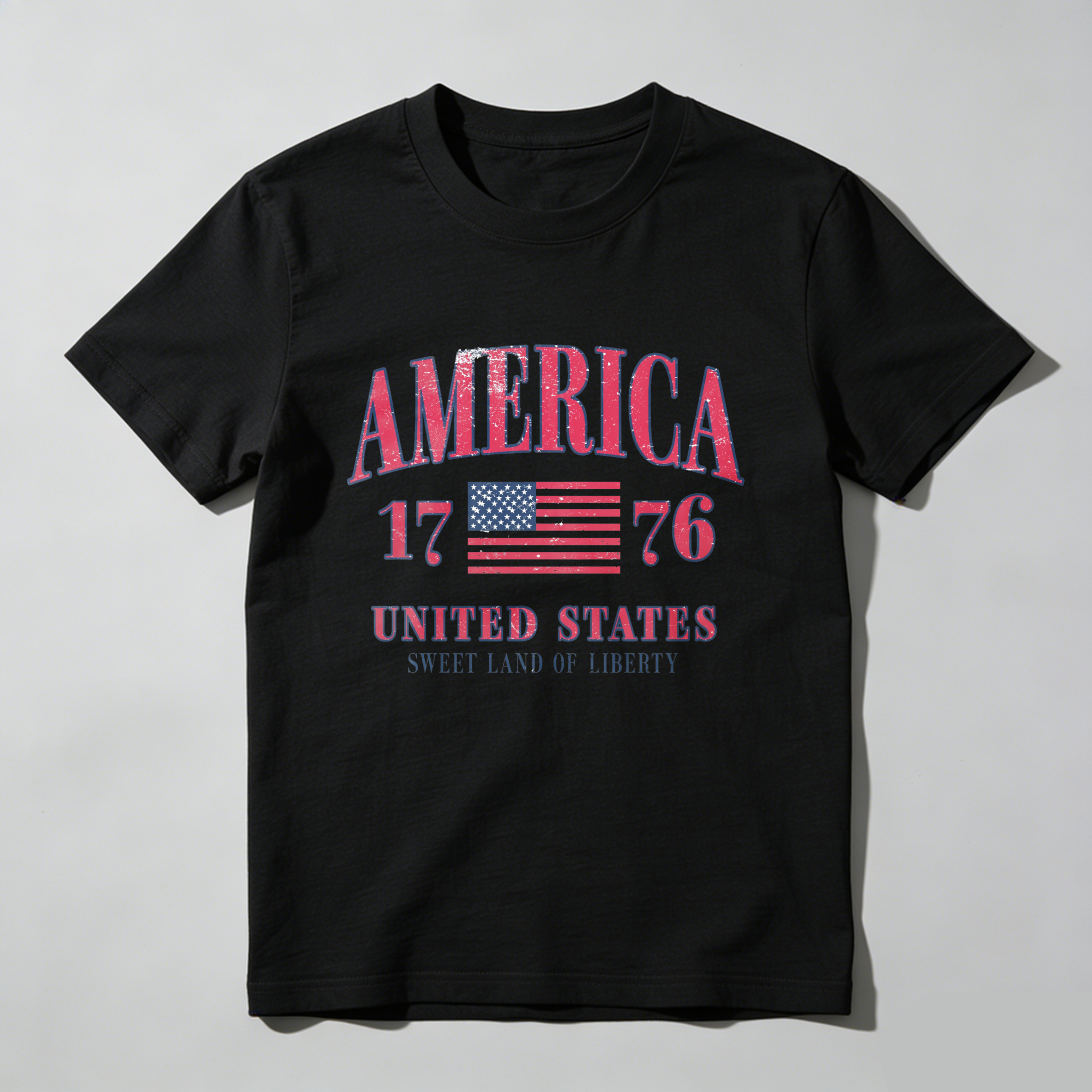 America 1776 United States Sweet Land Of Liberty 100% Cotton Graphic T-shirt