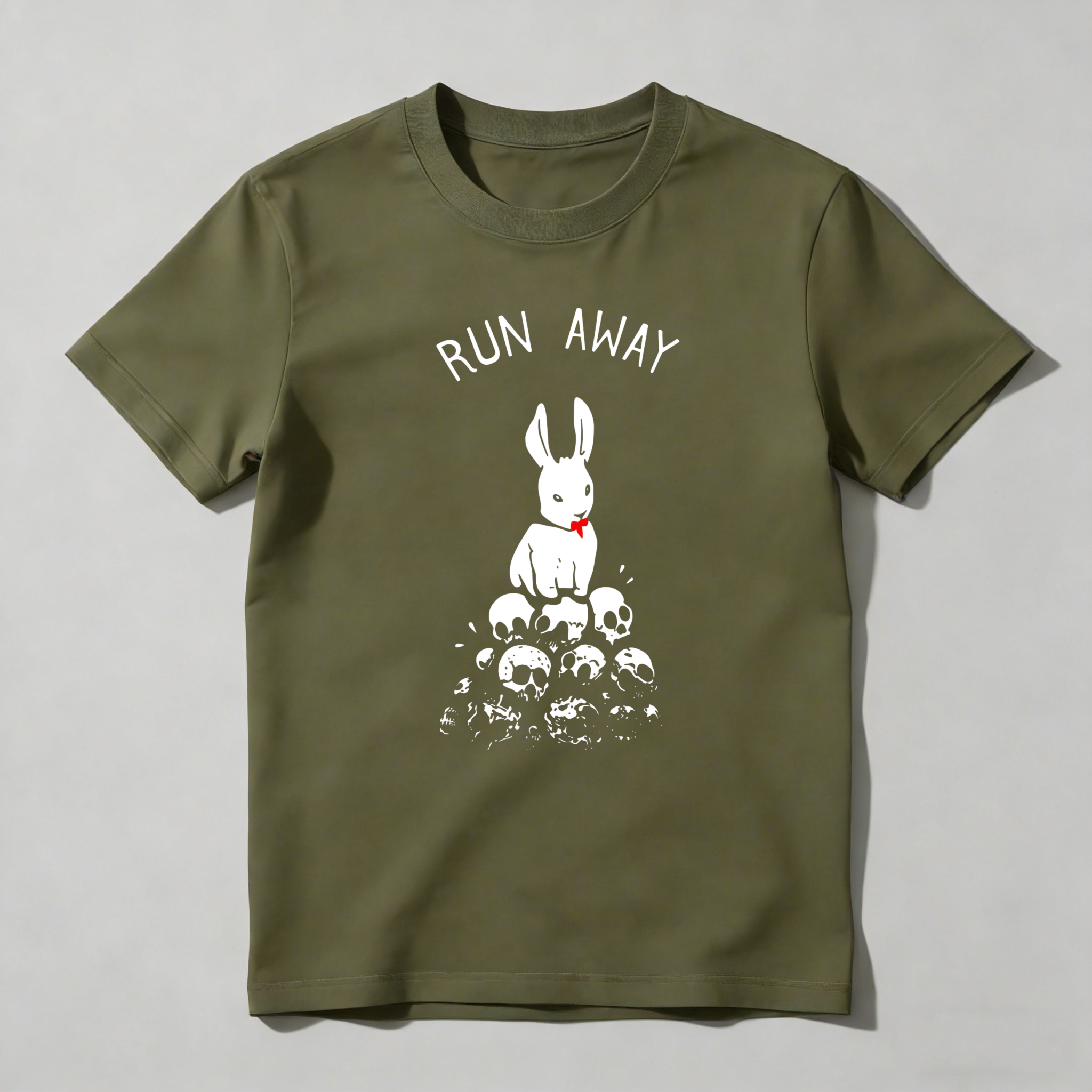 Run Away Rabbit On Skulls tshirt 100% cotton