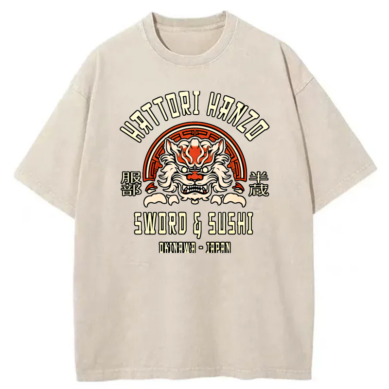 Hattori Hanzo Sword Sushi Okinawa Japan tshirt 100% cotton