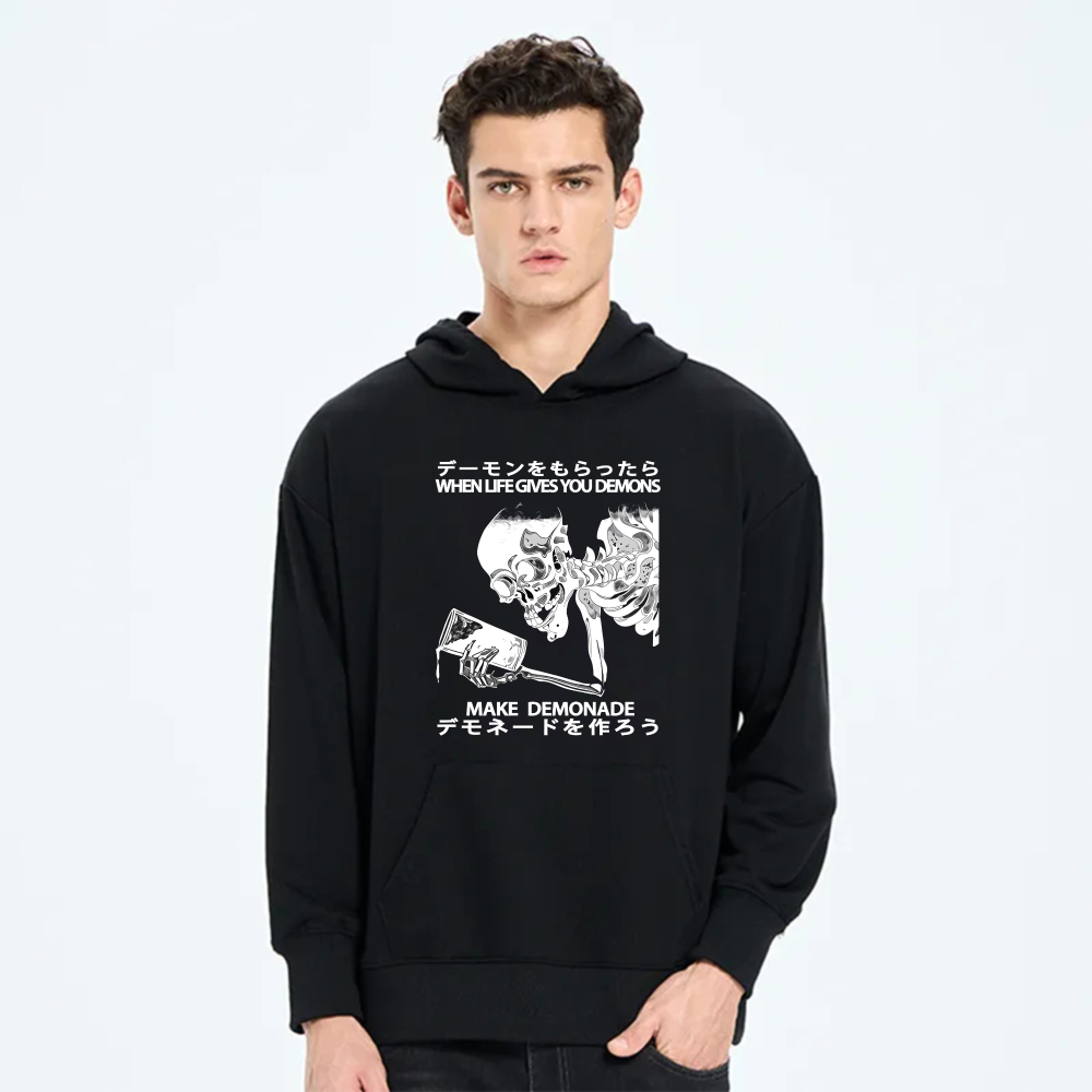 When Life Gives You Demons Make Demonade Hoodie With Skull And Axe Design