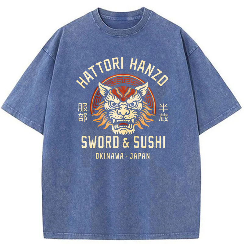 Hattori Hanzo Sword And Sushi Okinawa Japan tshirt 100% cotton