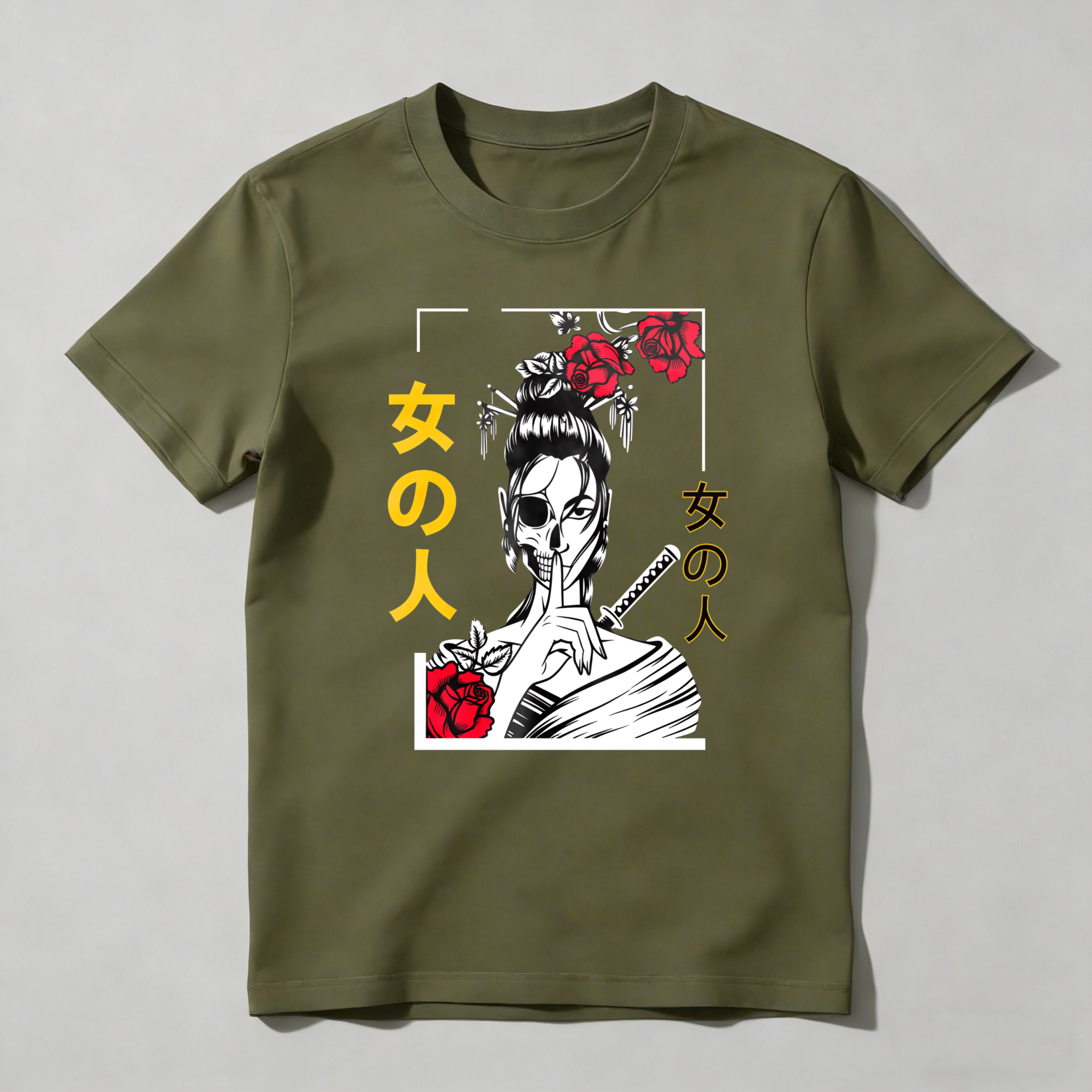 Woman With Rose And Sword Art tshirt 100% cotton