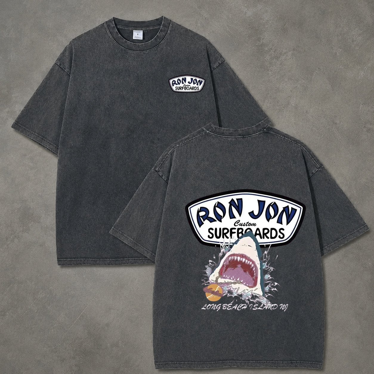 Ocean Shark Summer Vacation Streetwear Washed T-Shirt