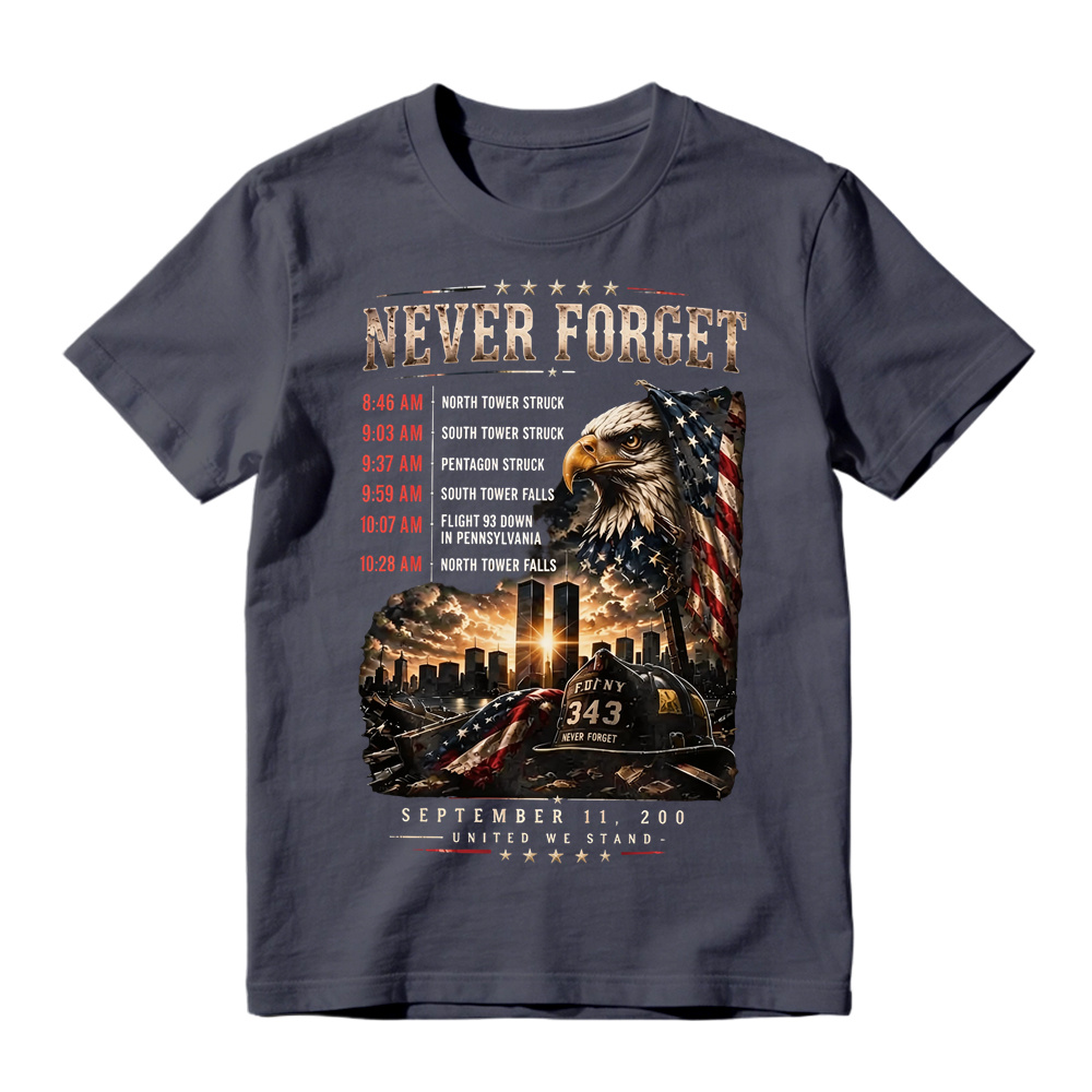 Never Forget 25th Anniversary Patriotic Tee, 9/11 Anniversary T-Shirt, September 11 Memorial Shirt
