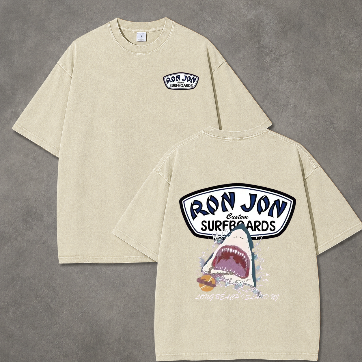 Ocean Shark Summer Vacation Streetwear Washed T-Shirt