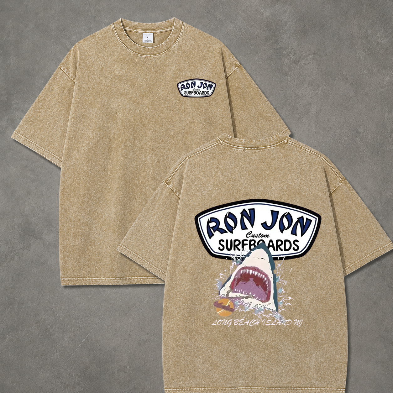 Ocean Shark Summer Vacation Streetwear Washed T-Shirt