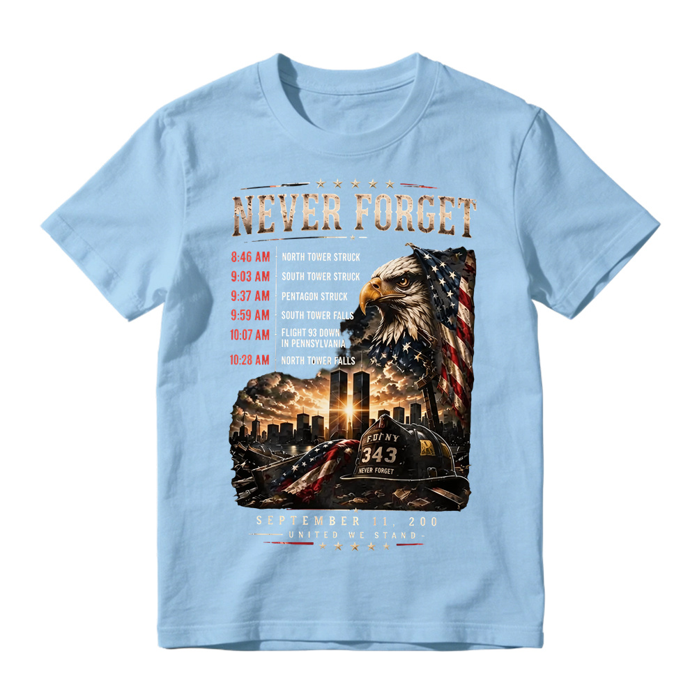 Never Forget 25th Anniversary Patriotic Tee, 9/11 Anniversary T-Shirt, September 11 Memorial Shirt
