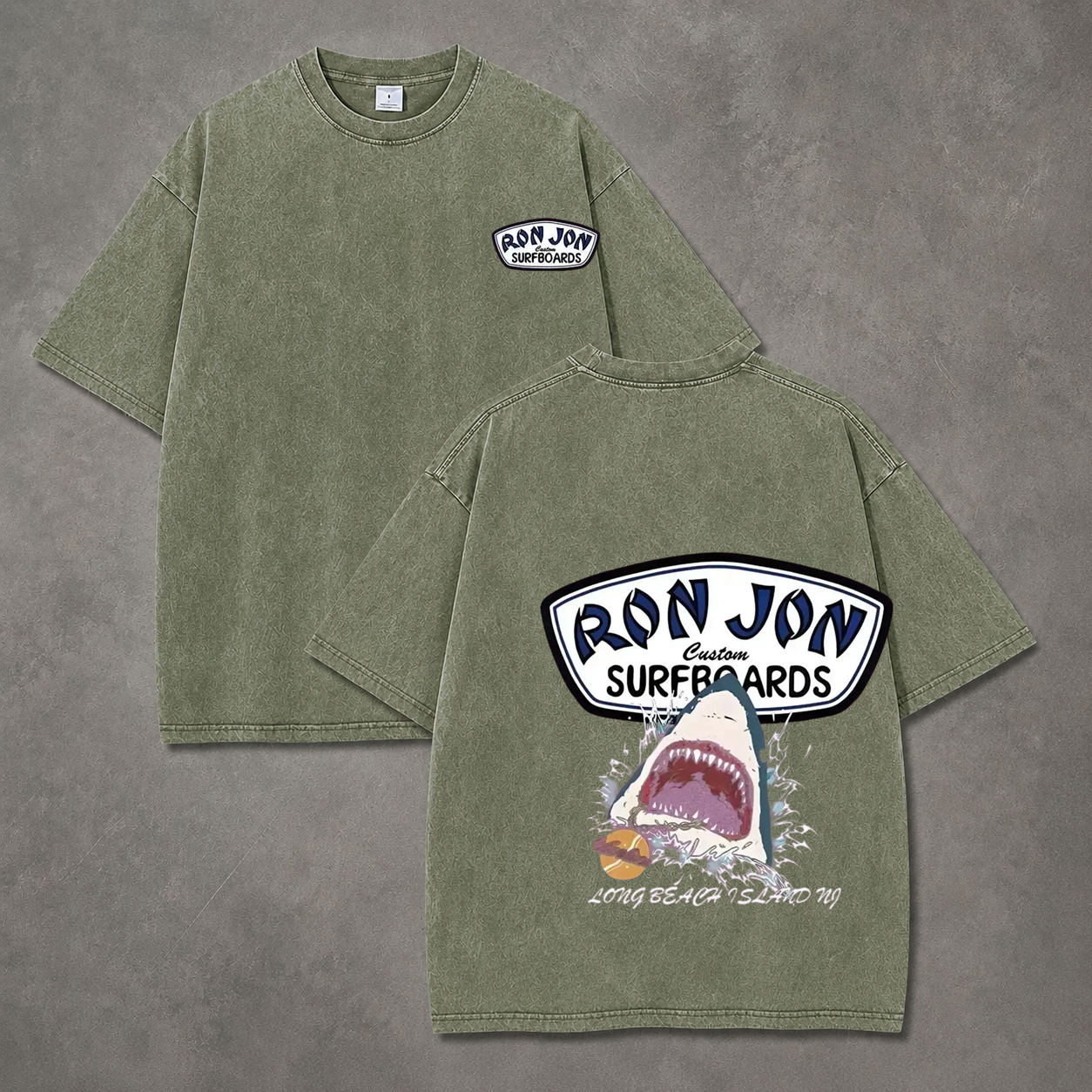 Ocean Shark Summer Vacation Streetwear Washed T-Shirt