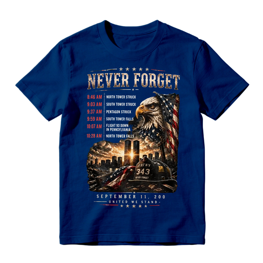 Never Forget 25th Anniversary Patriotic Tee, 9/11 Anniversary T-Shirt, September 11 Memorial Shirt