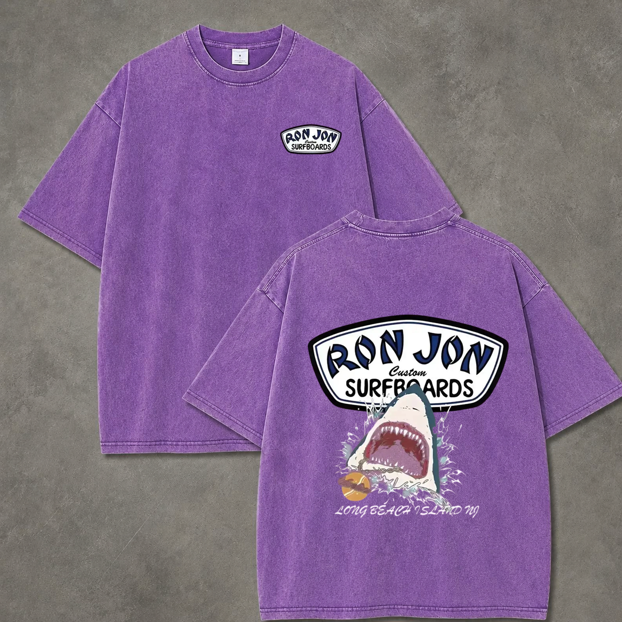 Ocean Shark Summer Vacation Streetwear Washed T-Shirt
