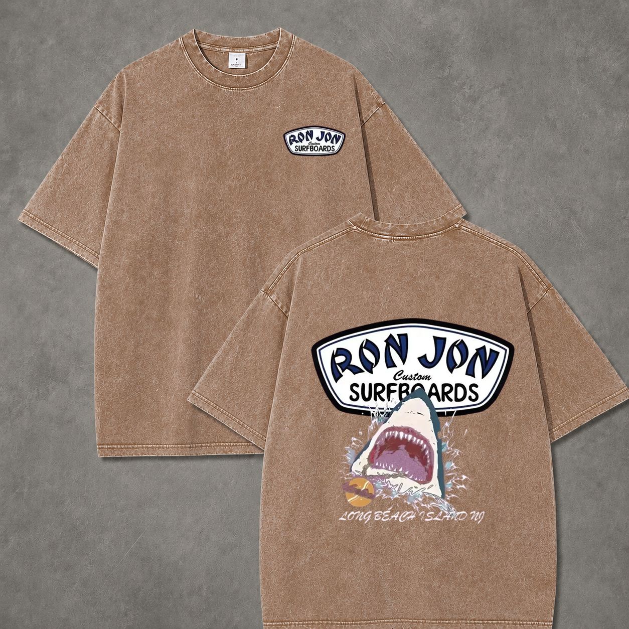 Ocean Shark Summer Vacation Streetwear Washed T-Shirt