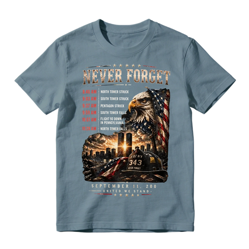 Never Forget 25th Anniversary Patriotic Tee, 9/11 Anniversary T-Shirt, September 11 Memorial Shirt