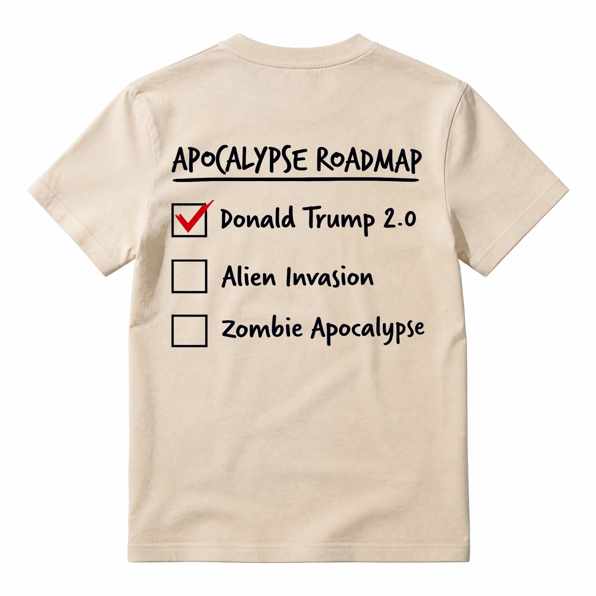 Apocalypse Roadmap Trump 2.0 Checklist Funny Graphic T-Shirt