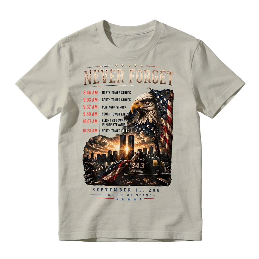 Never Forget 25th Anniversary Patriotic Tee, 9/11 Anniversary T-Shirt, September 11 Memorial Shirt