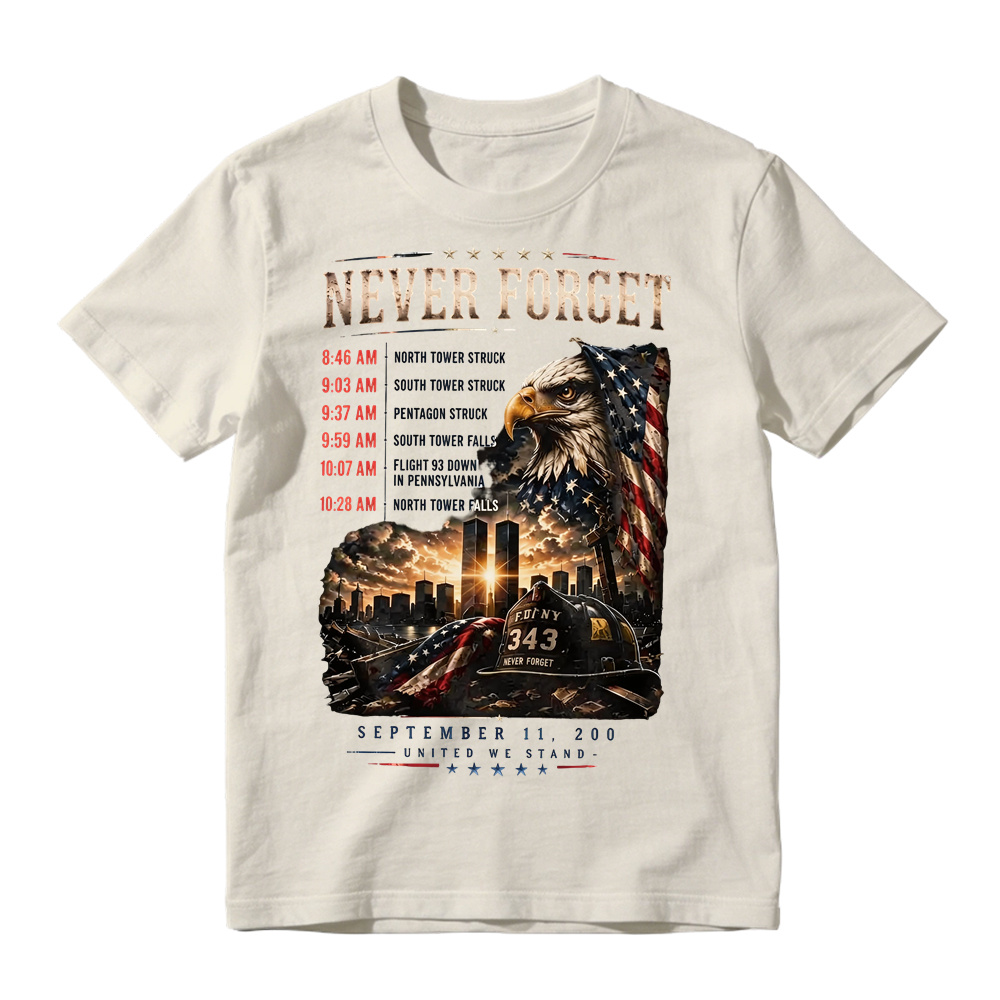 Never Forget 25th Anniversary Patriotic Tee, 9/11 Anniversary T-Shirt, September 11 Memorial Shirt