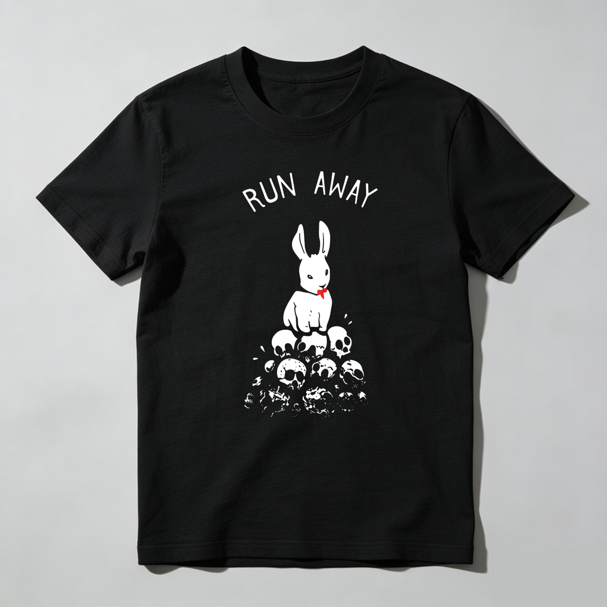 Run Away Rabbit On Skulls tshirt 100% cotton