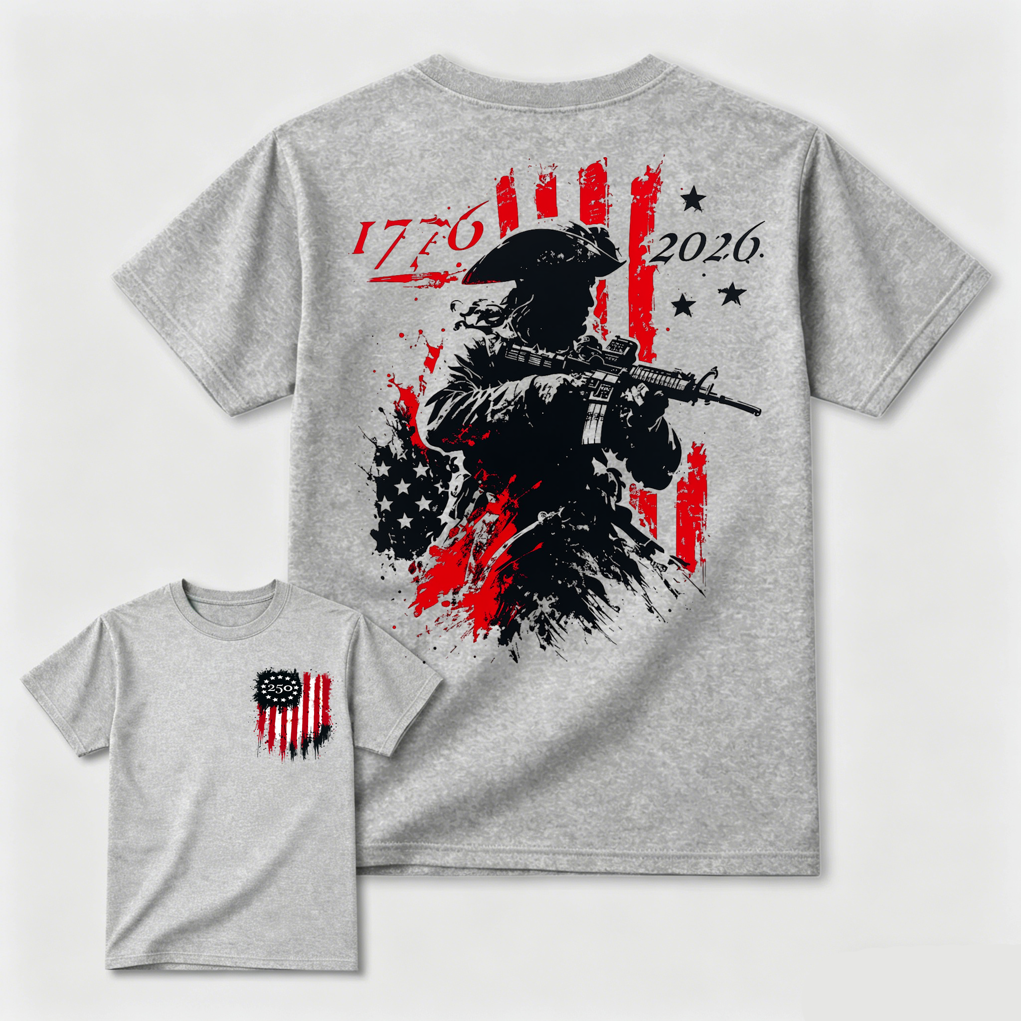 Vintage Grunge Star Stripes Revolutionary Soldier Casual Shirt