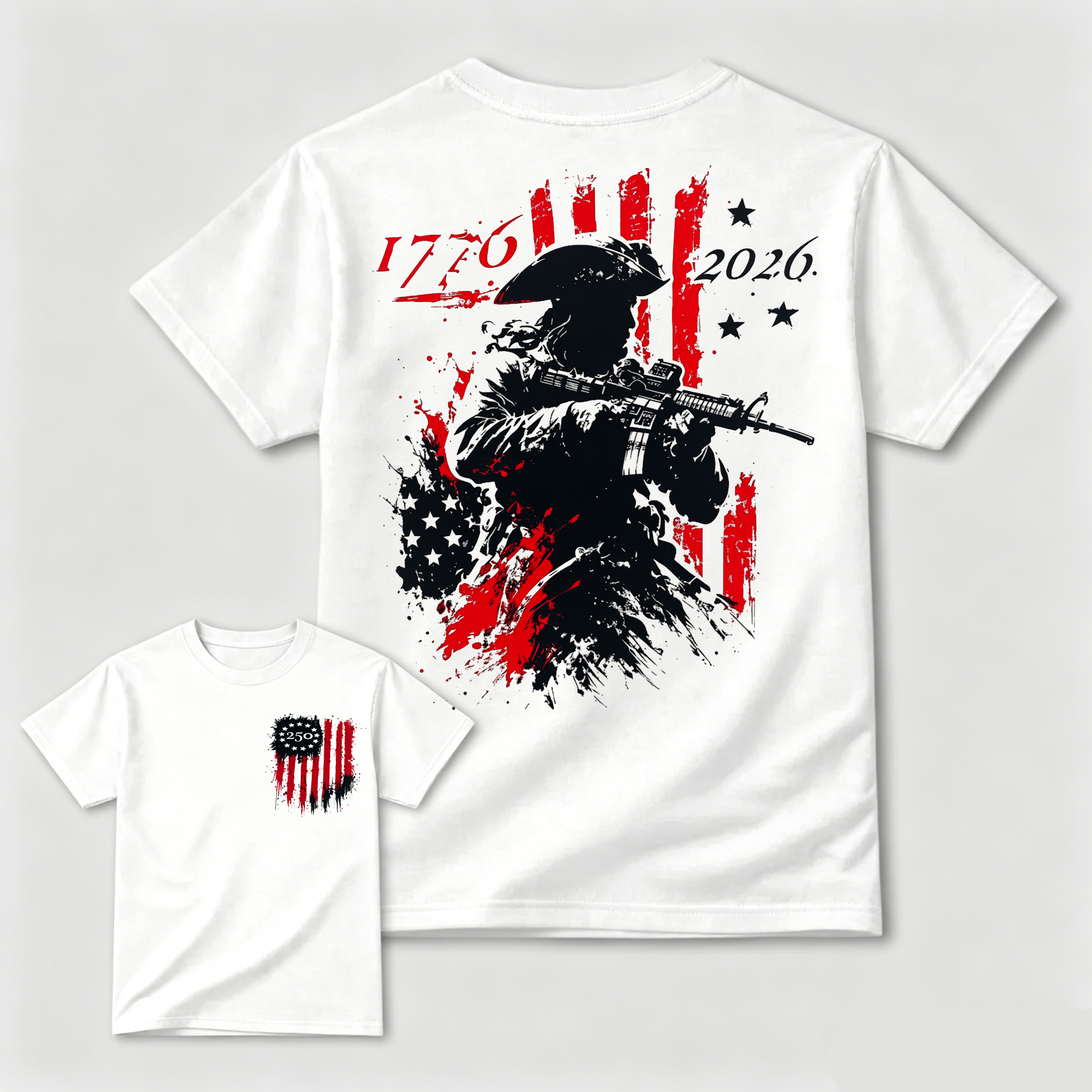 Vintage Grunge Star Stripes Revolutionary Soldier Casual Shirt