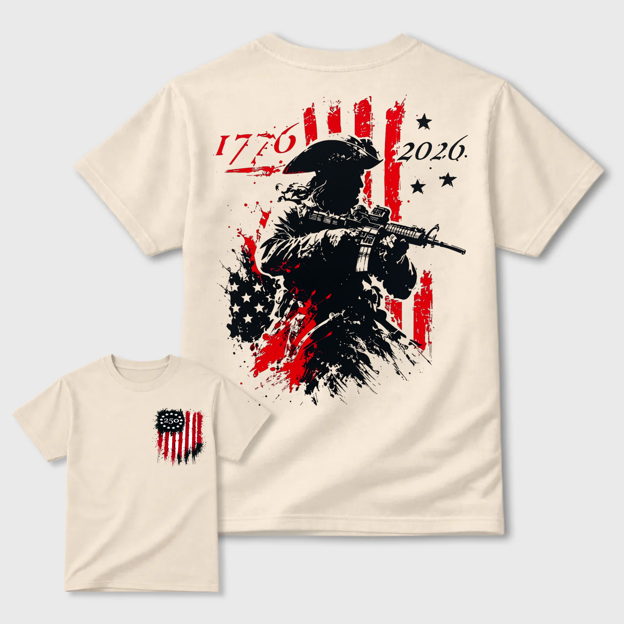 Vintage Grunge Star Stripes Revolutionary Soldier Casual Shirt