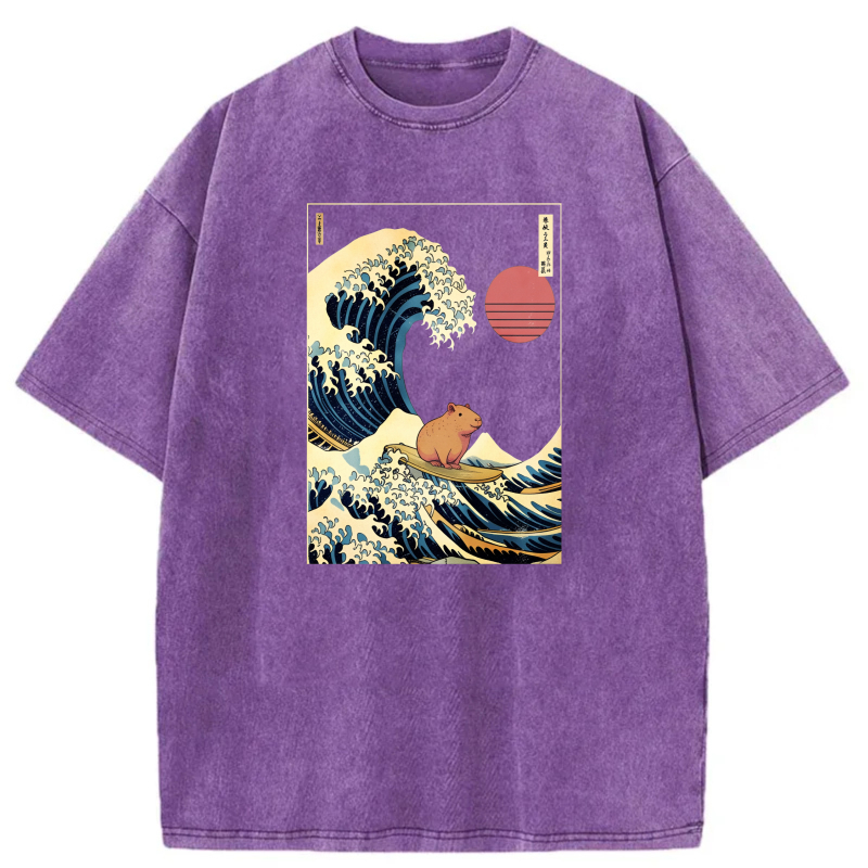Wave Surfer Hamster Sunset Ocean Art tshirt 100% cotton