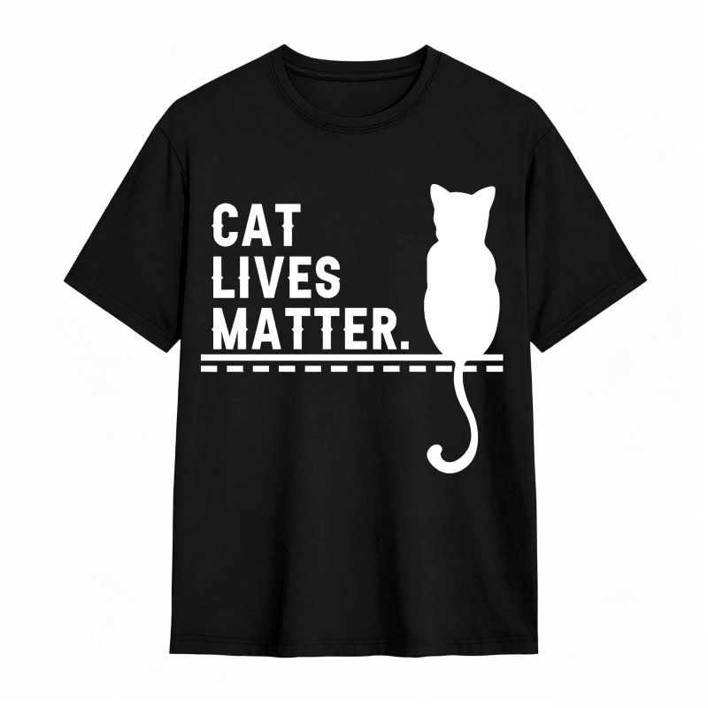 Cat Lives Matter White Cat Silhouette tshirt 100% cotton