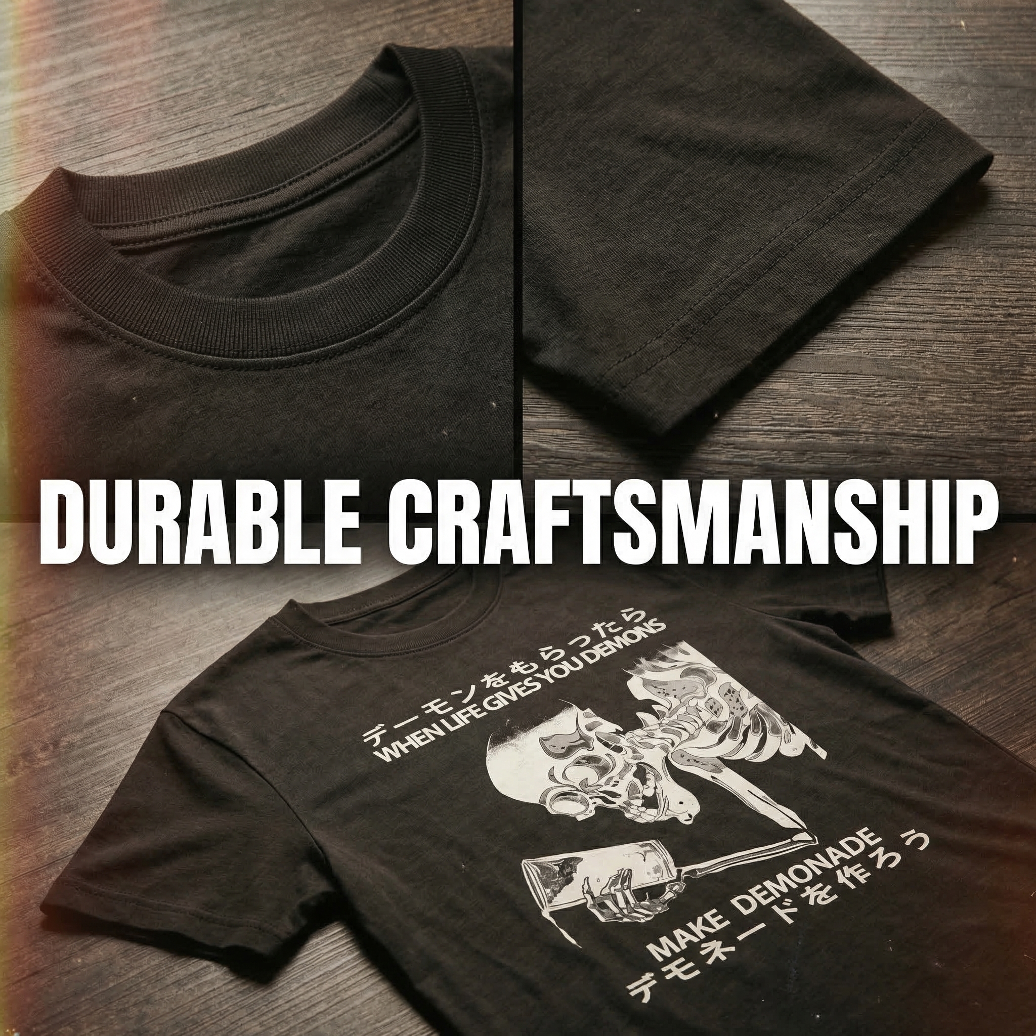 Demon Skeleton Holding Glass With Text tshirt 100% cotton