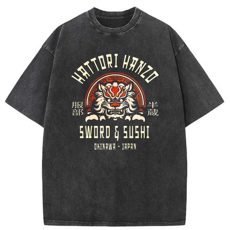 Hattori Hanzo Sword Sushi Okinawa Japan tshirt 100% cotton