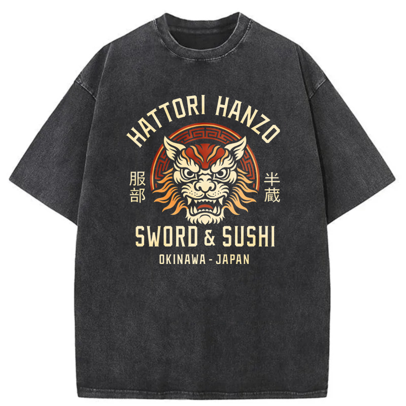 Hattori Hanzo Sword And Sushi Okinawa Japan tshirt 100% cotton
