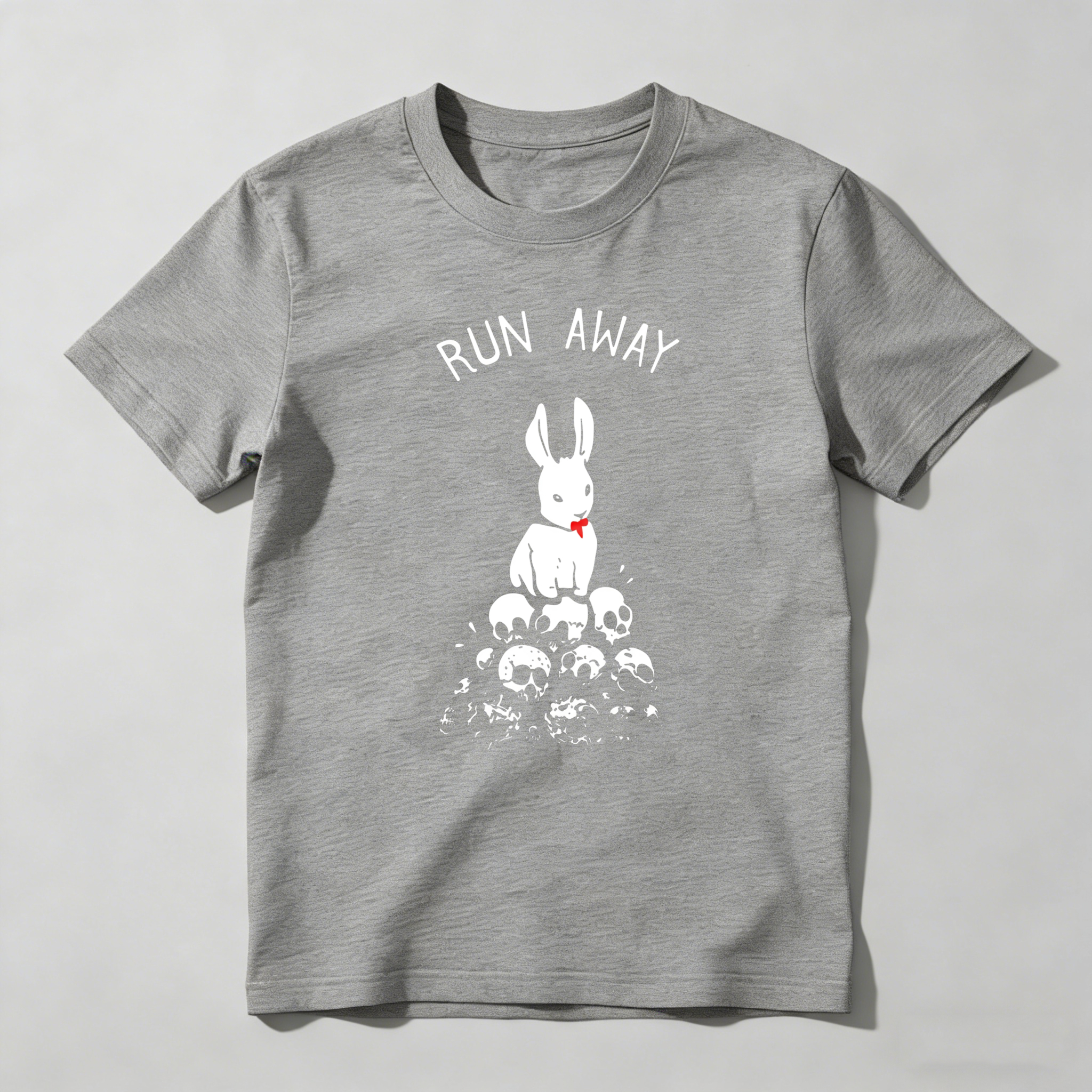 Run Away Rabbit On Skulls tshirt 100% cotton