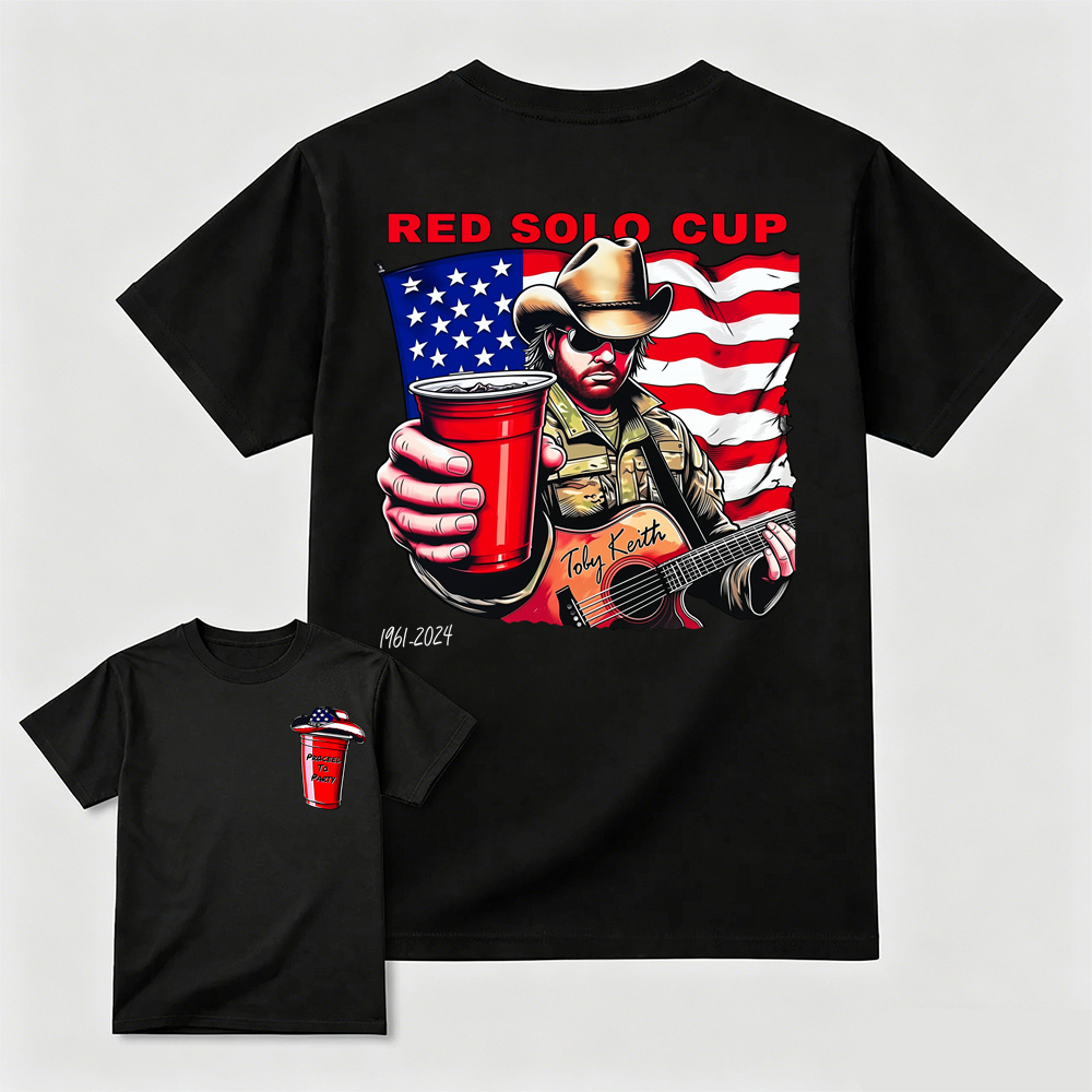 Vintage Country Music Red Cup American Flag Graphic T-Shirt