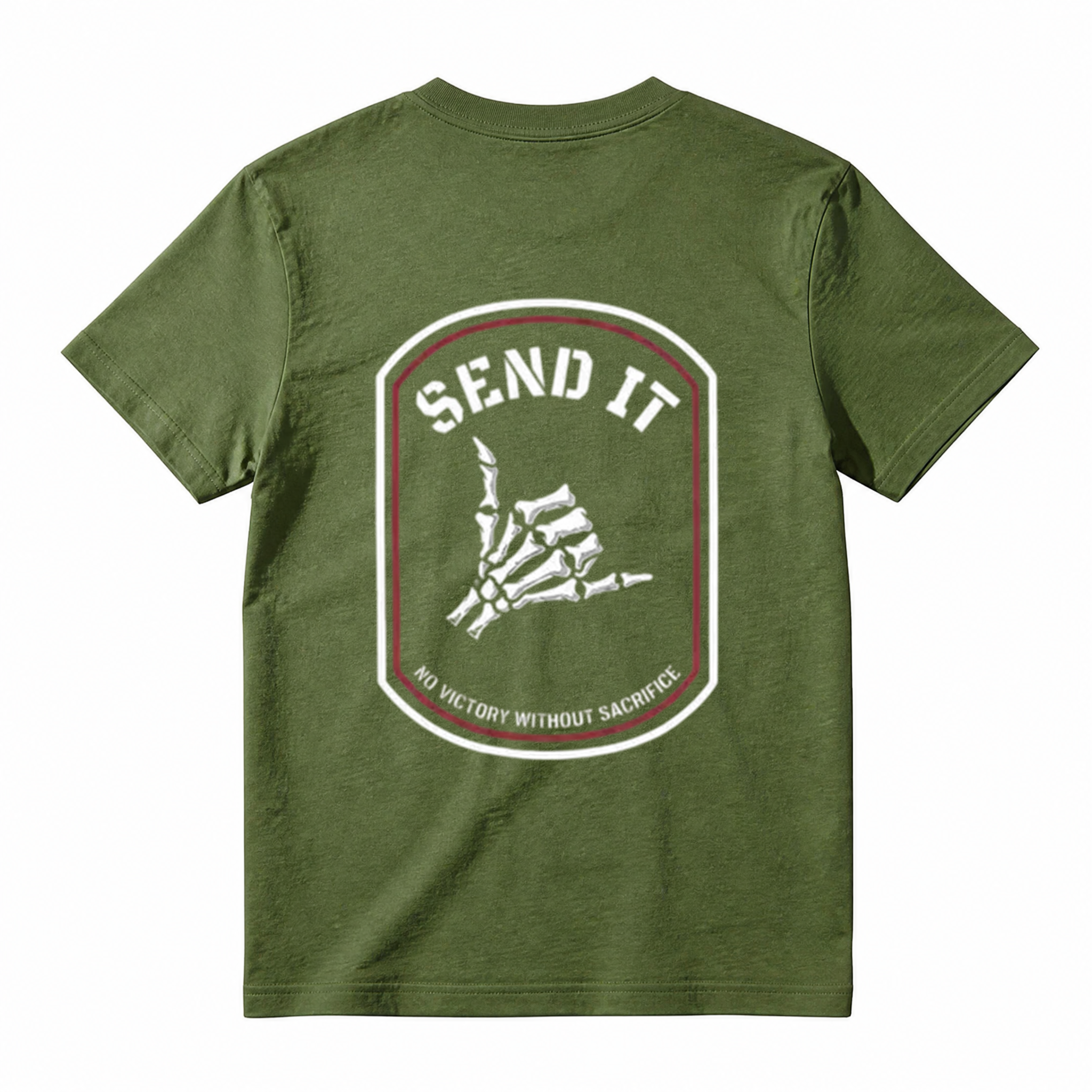 Send It Tactical Shirt Motivation Mindset Graphic Tee No Victory Without Sacrifice T-Shirt Tactical Streetwear Gym Shirt Edgy Skull Hand Graphic Tee for Men Women Casual Style Tee Casual Scoop Neck