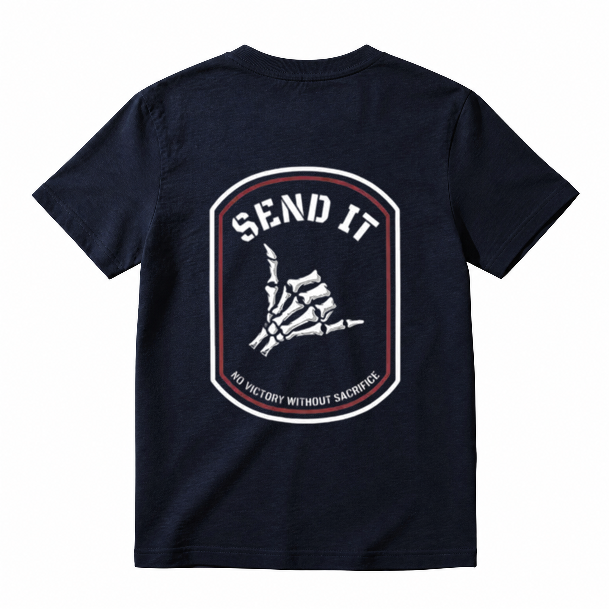 Send It Tactical Shirt Motivation Mindset Graphic Tee No Victory Without Sacrifice T-Shirt Tactical Streetwear Gym Shirt Edgy Skull Hand Graphic Tee for Men Women Casual Style Tee Casual Scoop Neck